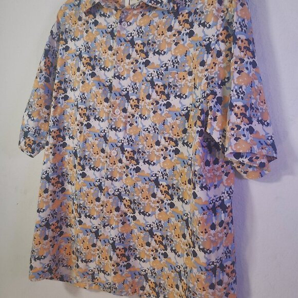 Vintage Silk Circa 1969 Multicolor Polo Vintage Beautiful Shirt 100% Silk - Picture 6 of 11